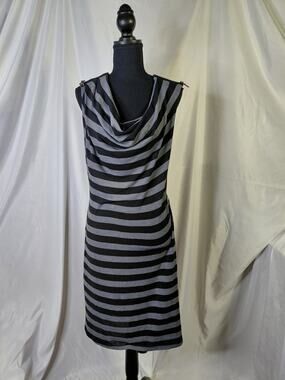 CAVI BLACK AND GRAY COWL NECK DRESS
